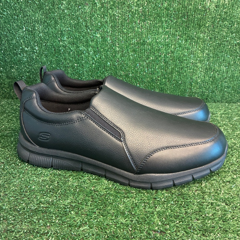 NEW Skechers Relaxed Fit Nampa Groton SR Memory Foam Work Shoes Black Mens Sz 13